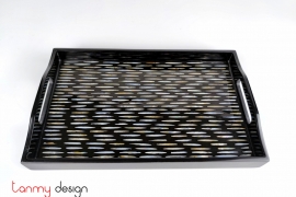 Black rectangle lacquer tray attached with pearl  20x32 cm